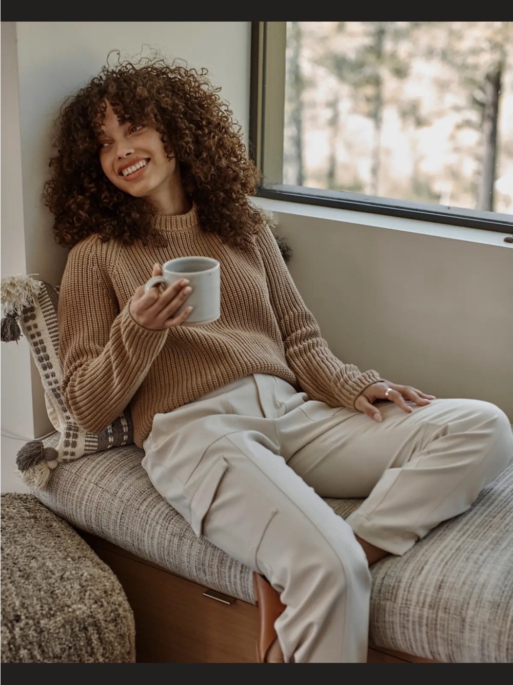 Quince Neutral camel Ribbed Crewneck Sweater